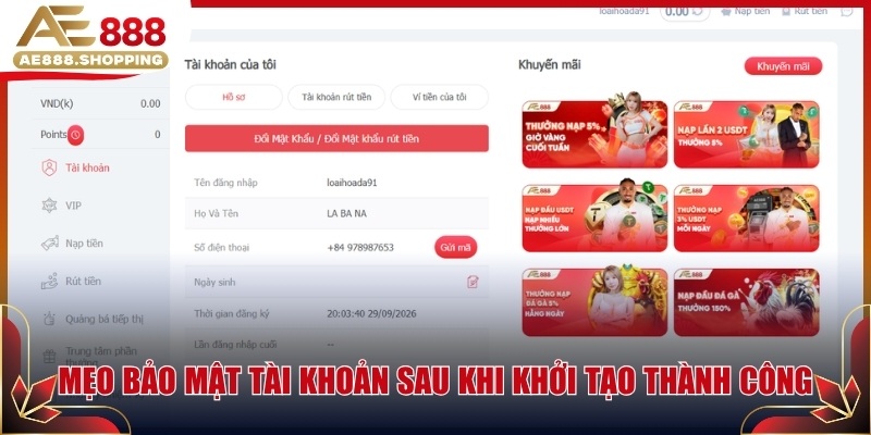 Mẹo bảo mật tài khoản sau khi khởi tạo thành công