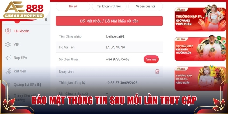 Bảo mật thông tin sau mỗi lần truy cập