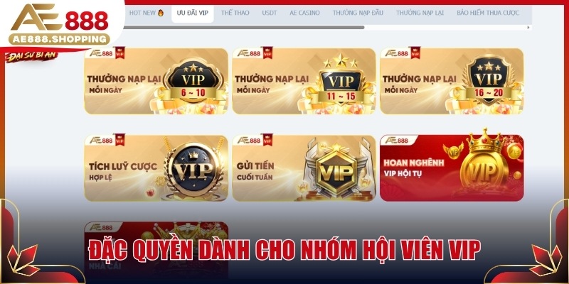 Đặc quyền dành cho nhóm hội viên VIP