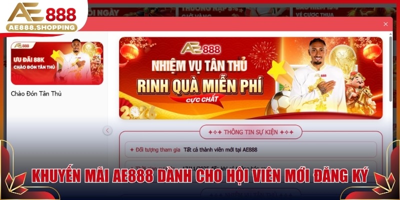 Khuyến mãi AE888 dành cho hội viên mới đăng ký