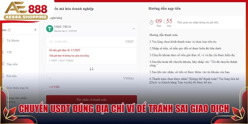 Chuyển USDT đúng địa chỉ ví để tránh sai giao dịch