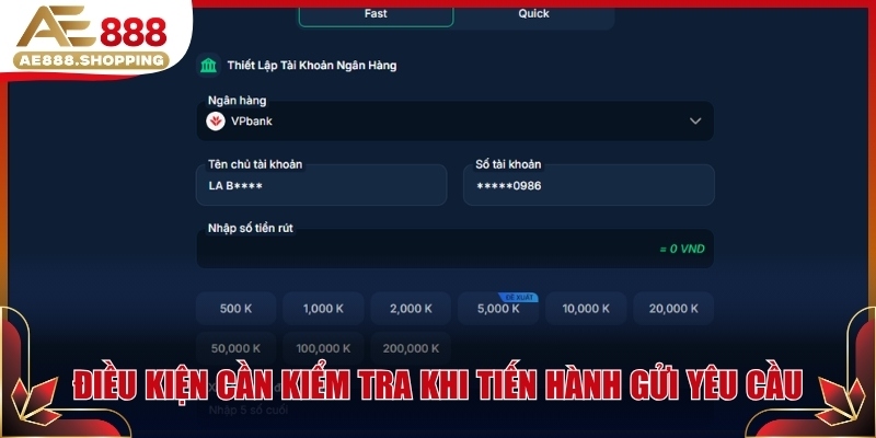 Điều kiện cần kiểm tra khi tiến hành gửi yêu cầu