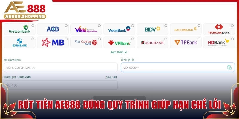 Rút tiền AE888 đúng quy trình giúp hạn chế lỗi