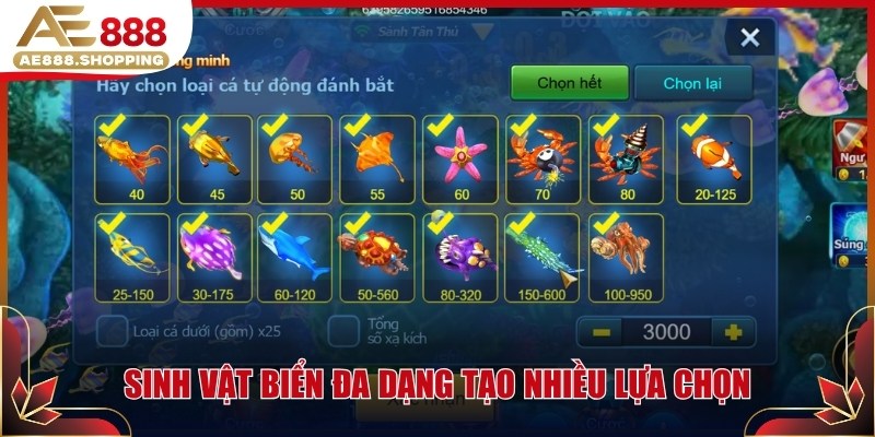 Sinh vật biển đa dạng tạo nhiều lựa chọn